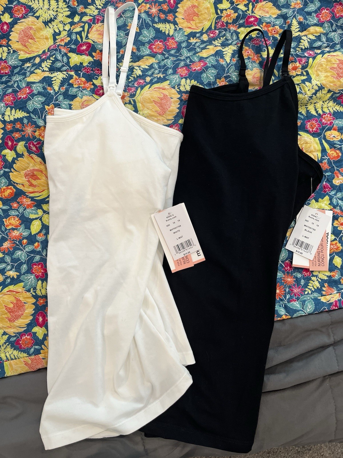 NEW Motherhood Nursing Tank Tops Size Large Black And White