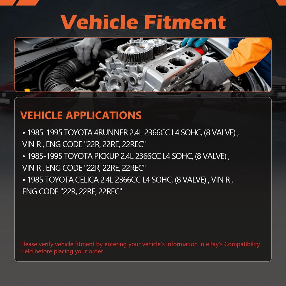 Kit de cadena de distribución bomba de aceite de agua para camioneta Toyota 1985-1995 4Runner Celica 2,4 L Foto 3 de 4