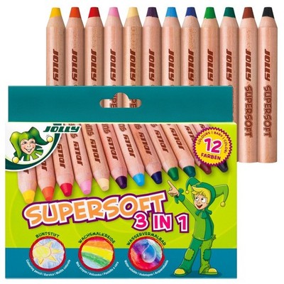 JOLLY Buntstifte Supersoft 3in1, 12er Packung
