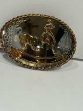 WESTERN RODEO BELT BUCKLE / GERMAN SILVER / DETAILED