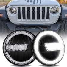 2pcs 7"IN Round LED Headlight Hi/Lo Beam DRL for Jeep Wrangler JK TJ LJ CJ 1997