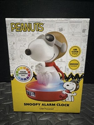 Peanuts New 2025 Snoopy Alarm Clock With LED Clock Display Color Changing Base