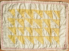 Vintage 30's Yellow  White Birds in the Air Antique Miniature Doll Quilt 