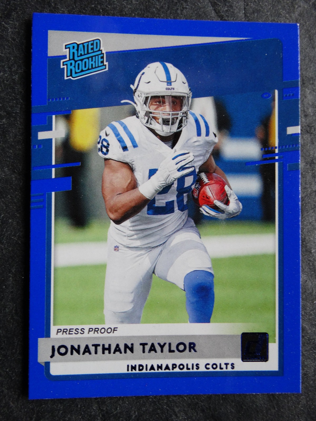 2020 Panini Donruss Press Proof  #317 Jonathan Taylor RC Colts Rookie Blue Card