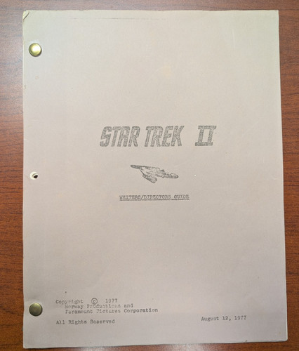 Star Trek II: Writers/Directors Guide August 12, 1977 (used)