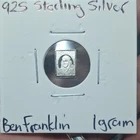 Ben Franklin 1g 0.925 Sterling Silver Round