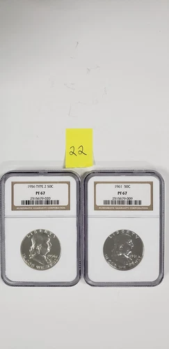 NGC  1956-P type 2  Proof 67  &  NGC  1961-P  Proof 67 Half dollars