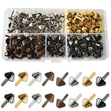 200PCS 4 Colors Metal Cone Screw Back Rivets Flat Head Stud Purse Feet Spike ...