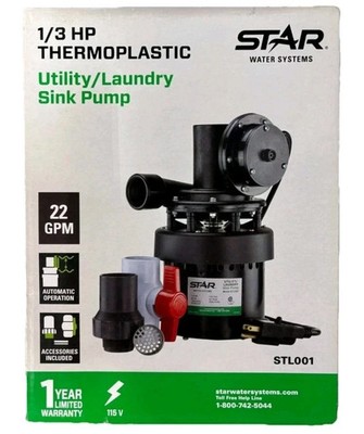Star Water Systems 1/3 HP Thermoplastic Utility/Laundry Sink Pump STL001