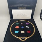 Vintage Joan Rivers Gold Omega 10 Color Interchangeable Cabochon Necklace papers