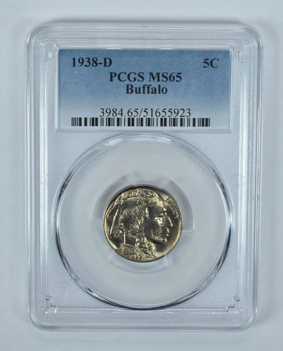 1938-D Indian Head Buffalo Nickel MS65 PCGS Blue Label