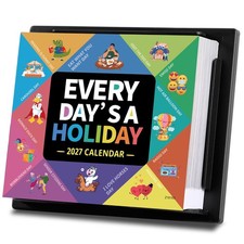 2027 Desk Calendar - 2027 Every Day's A Holiday Calendar, 12 Month Colourful