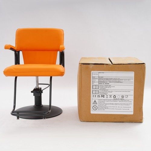 Salon Styling Chair, 360?? Swivel Barber Chair, Adjustable Beauty Chair, Orange - Picture 24 of 24