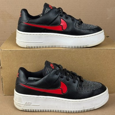 Nike Women's Air Force 1 Sage Low Valentine's Day Black Red CU4759-001 Size 7