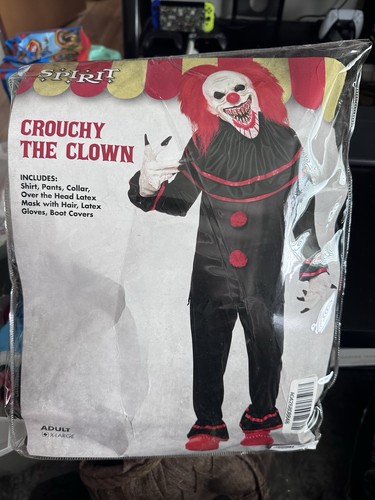 Spirit Crouchy the Clown Adult Costume XL Black/Red Latex NO BOOT COVERS