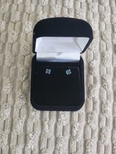 lab created Blue Diamond Women's screw back Earrings 1ct total 14k