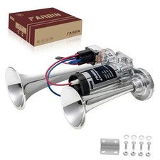Air Horn for Truck 12V Loud Train Horn with Air 12V Integrated Air Horn Silver