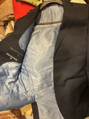 Alberto Cardinali Navy 40L Single-Breasted Two-Button Notch Lapel Suit Jacket