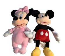 2 Mickey Mouse Plush Minnie Babies Disney Classic Pink Stuffed Animal Toy