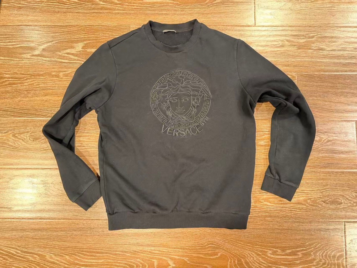 Authentic Versace Black Cotton Sweater, Sz US M, Overall Good Condition