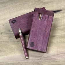 Exotic Purpleheart 4" Dugout Stashbox w Poker & One Hitter Pipe- Made In The USA