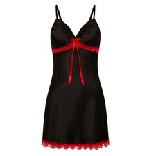 Sexy Damen Nachthemd Satin Negligee Spitze Babydoll Dessous Träger Nachtwäsche◇