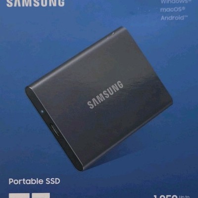 Samsung T7 Portable SSD 1TB, USB 3.2 Gen 2, Black, AES Encryption