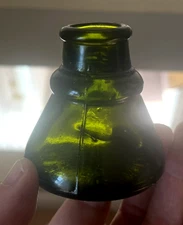 NICE OLIVE GREEN COLORED CARTER'S 1897 CONE INK BOTTLE 1890'S ERA CLEAN L@@K