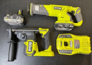 Ryobi 2 Tool Combo 18V P223 Hammer Drill P519VN Saw w/Two Batteries Charger
