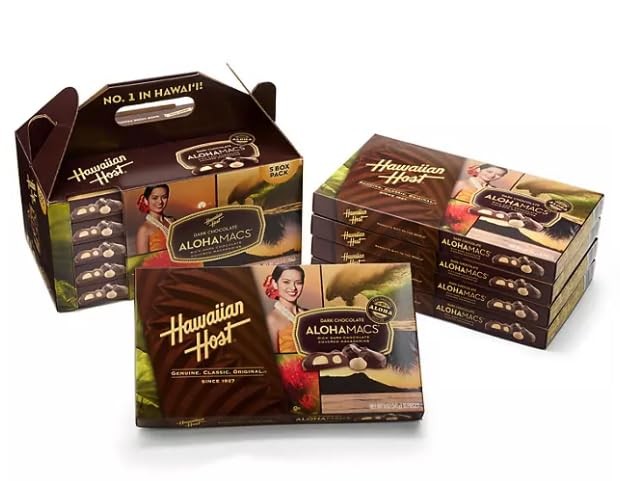 Hawaiian Host Dark Chocolate Macadamia Nuts, 5 Box Tote (5oz each) &mdash; ✈️ Arrives 