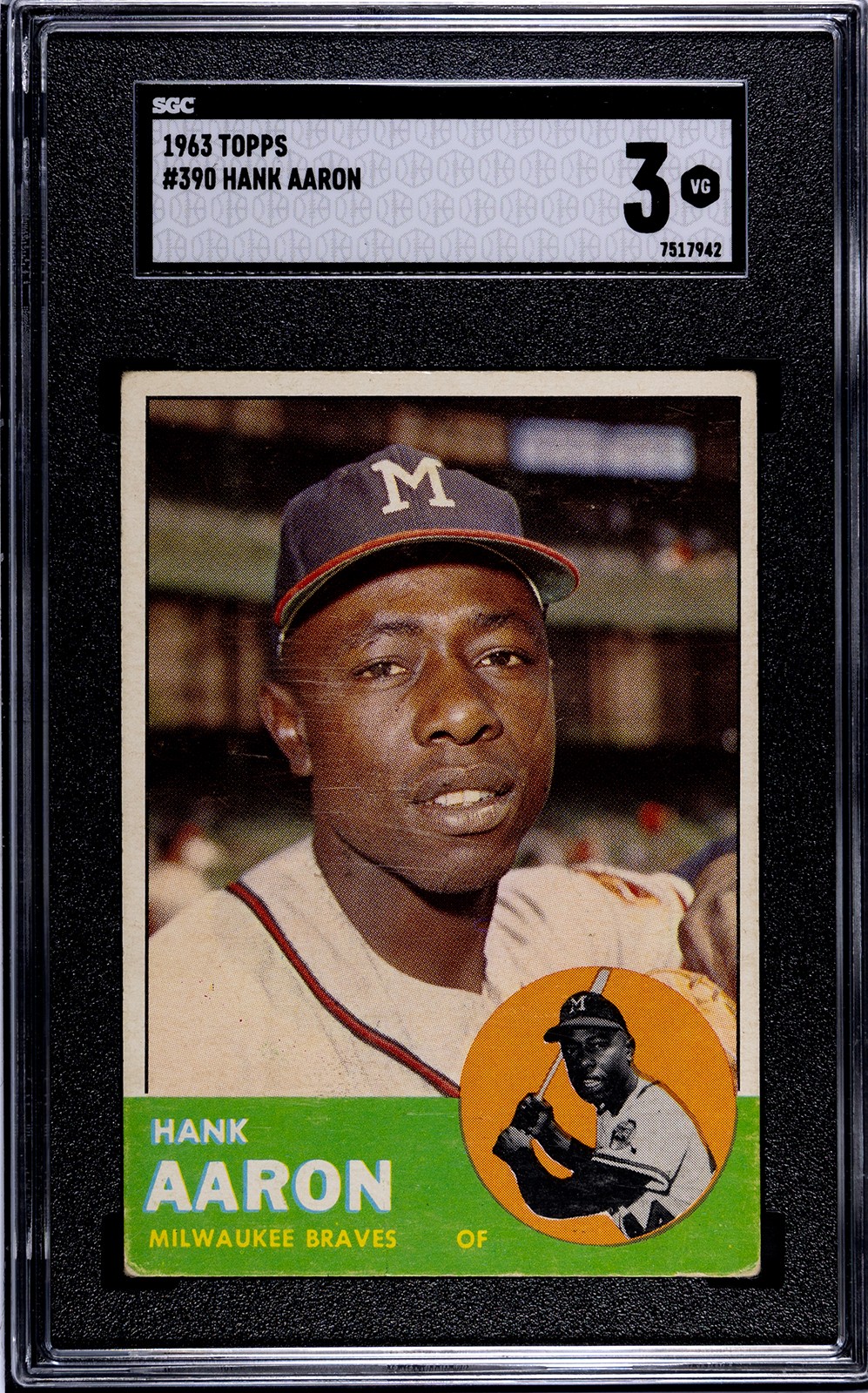 1963 Topps # 390 Hank Aaron SGC 3 VG TheVintageCards