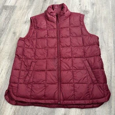GAP Recycled Puffer Vest Men XXL Wine Full Zip Sleeveless Jacket Water Resistant