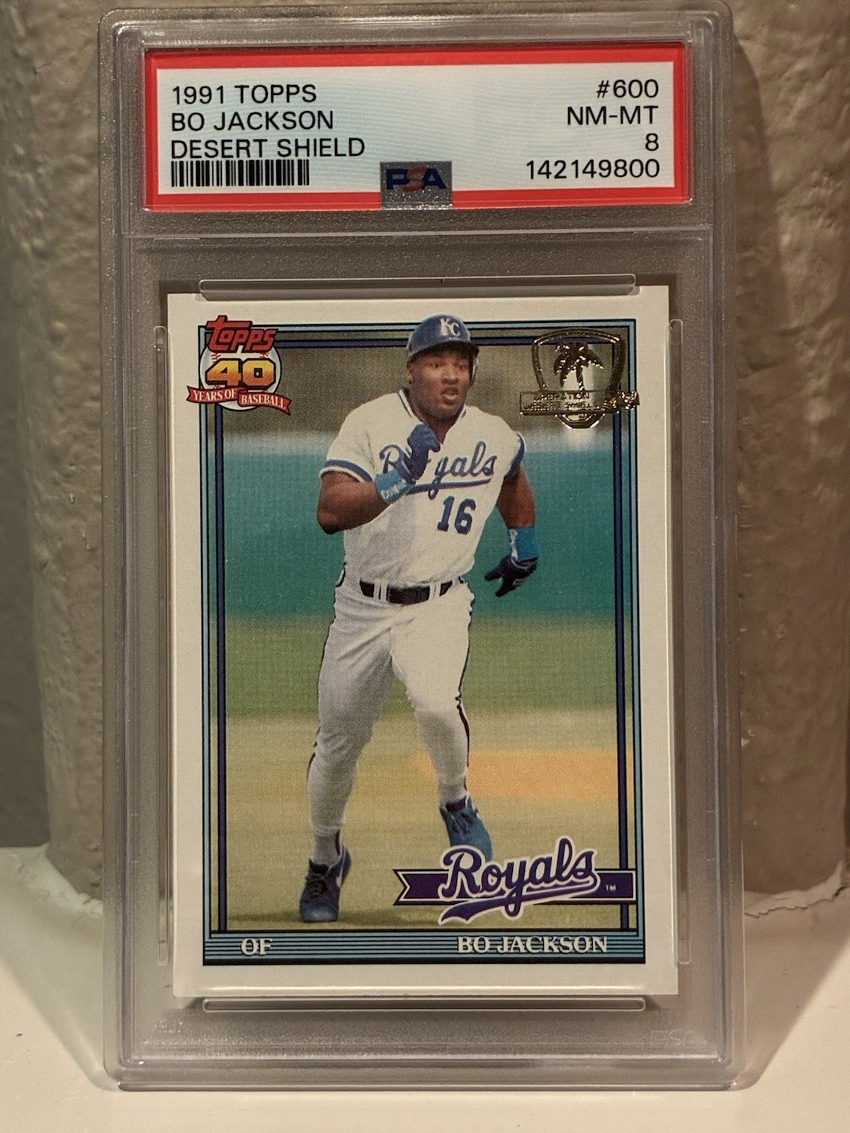 1991 Topps Desert Shield #600 Bo Jackson PSA 8 Kansas City Royals