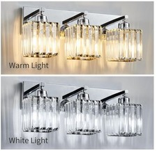 Crystal Bathroom Vanity Light, 3-Light Chrome, Modern, Over Mirror Vanity NEW