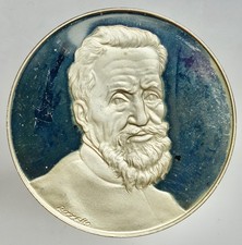 MEDAGLIA IN ARGENTO NASCITA MICHELANGELO BUONARROTI PROOF !  39 MM