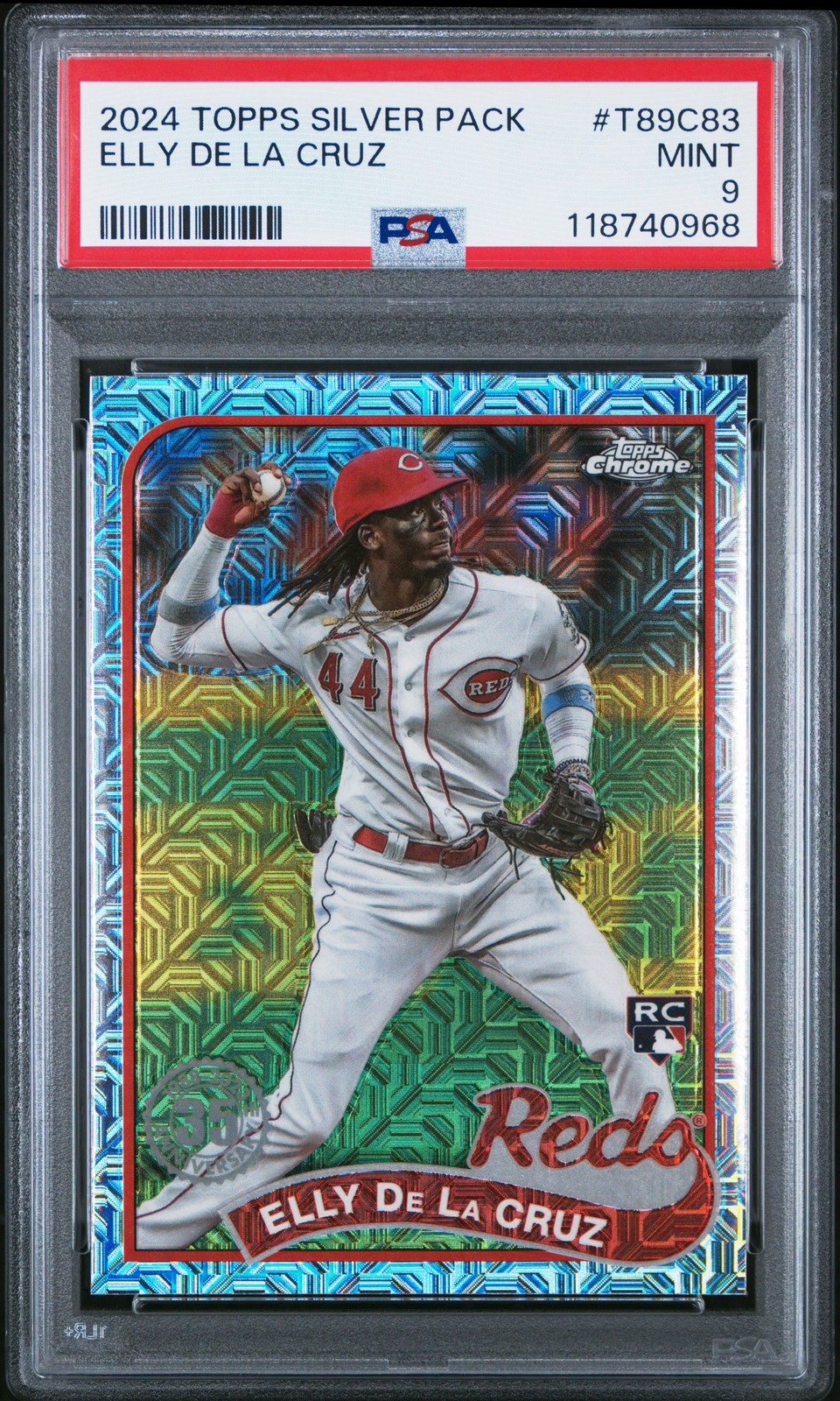 2024 TOPPS SILVER PACK 1989 CHROME PROMO #T89C83 ELLY DE LA CRUZ PSA 9