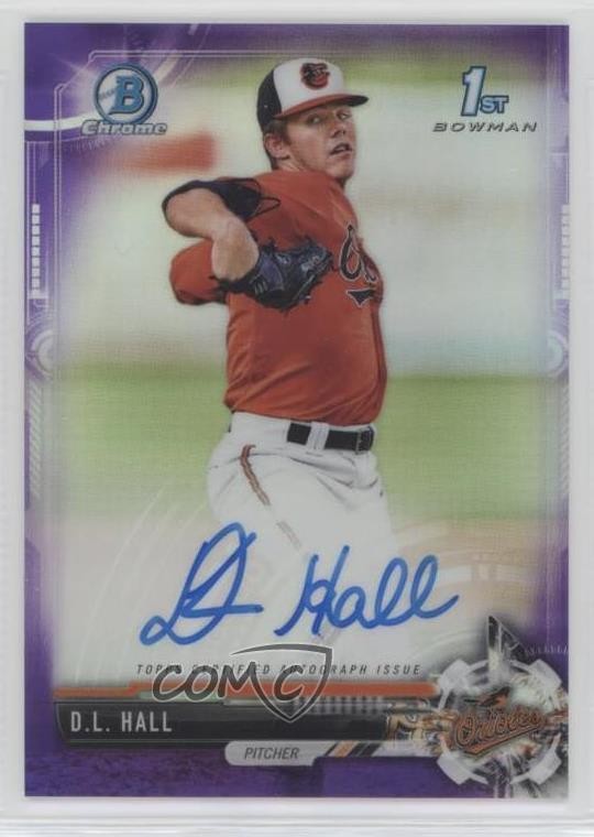 2017 Bowman Draft Chrome Pick Purple Refractor 244/250 DL Hall #CDA-DH Auto 0oo8