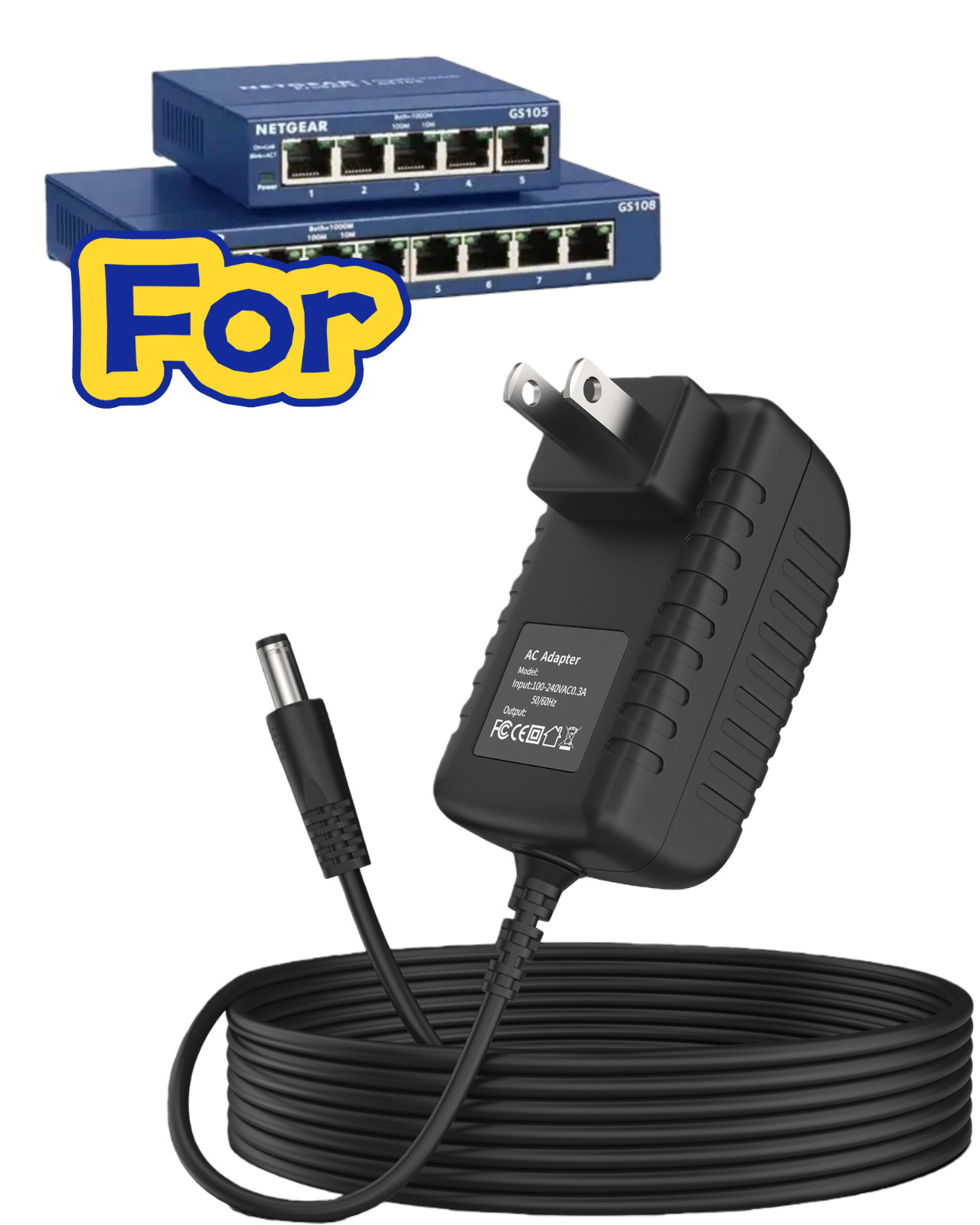 For Netgear Gs105 Gs108 Gigabit Switch Charger Power Supply 12v 1a