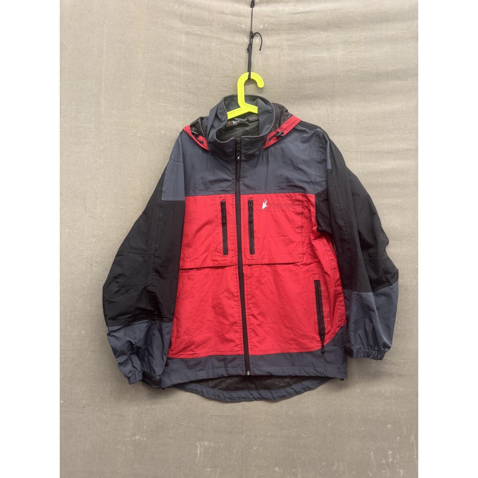 Mens Small Red Black Gray Hooded Waterproof Rain Coat