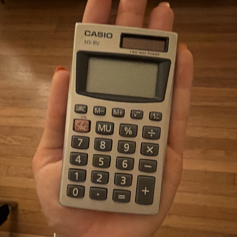 Casio HS-8V Basic Handheld Calculator, Solar/Battery, Large LCD, Memory