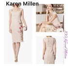 Karen Millen UK10 US6 Pink Floral Lace Overlay Embroidered Pencil Occasion Dress