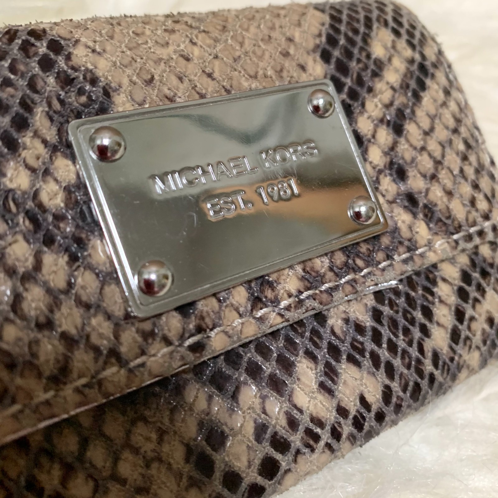 MICHAEL KORS Gray Python Leather Small Vintage JE… - image 2