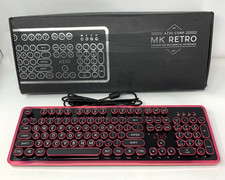 Teclado mecánico retro Azio MK máquina de escribir estilo MK-RETRO-05 USB rosa/negro