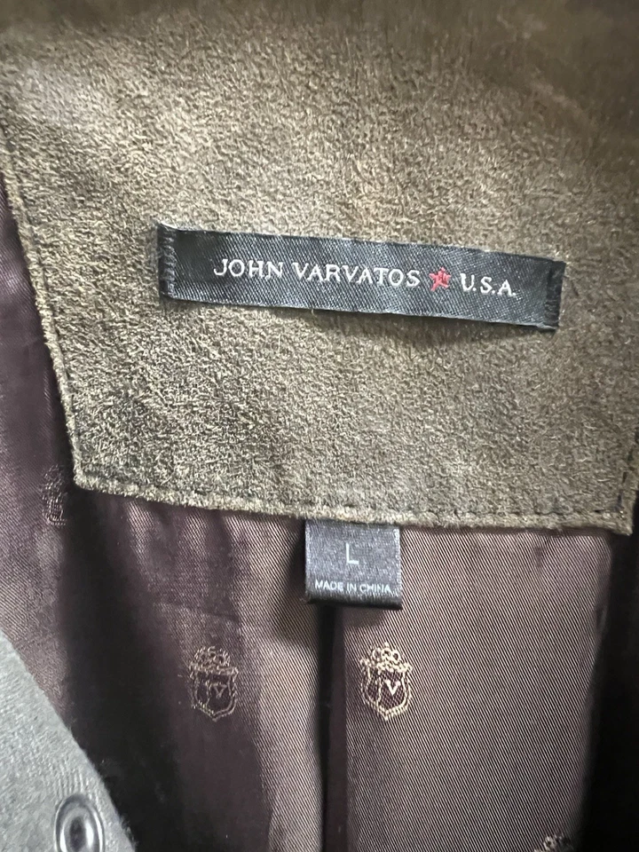 Beautiful John Varvatos Men’s Large goat suede greenish brown jacket - Image 3 of 4