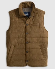 johnnie-O Pickens Quilted Faux Suede Vest Tan Size XL