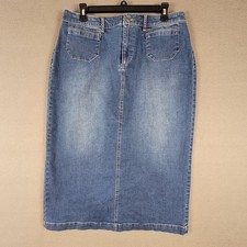 Christopher  Banks Denim Maxi Skirt 12 Jeans Straight Modesty Patch Pockets