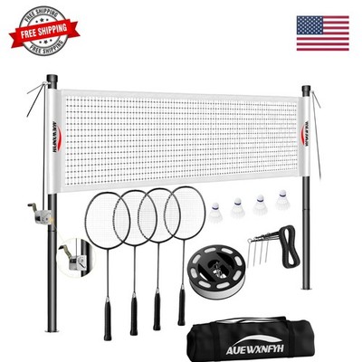 Badminton Net Set for Backyard, Portable Outdoor Badminton Court System with ...