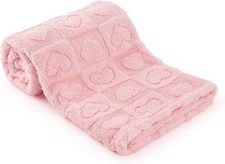 Plush Soft with Heart Checkered Baby Blanket,Fleece Infant Toddler Blankets for