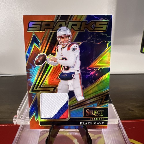 Drake Maye [Tie-Dye] #SPK-DME 2025 Panini Select Sparks Prizm card