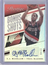 2014-15 Panini Prestige Bonus Shots Red Premium 11/49 CJ McCollum #60 Auto 2w1